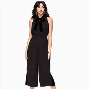 Must Have.....Velvet Neck Tie Cropped Jumpsuit